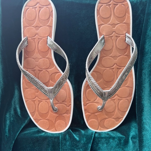 Coach Laurel Metallic White Sandals - Picture 5 of 12